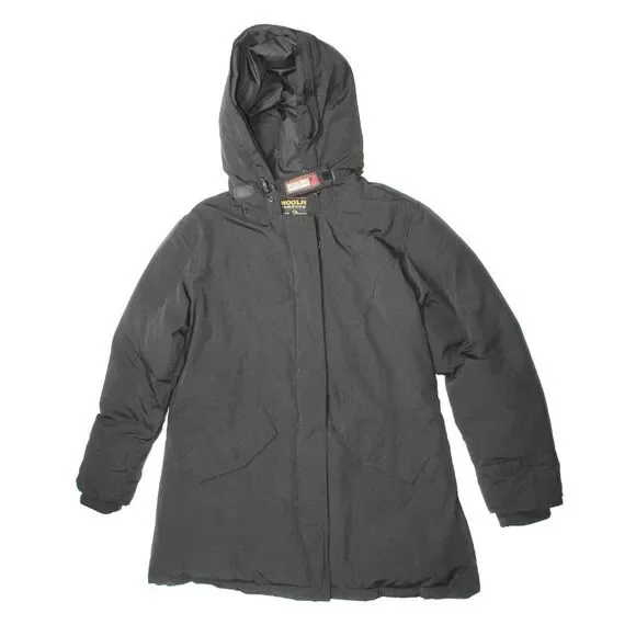 Woolrich Blizzard Black Down Feather Filled Hooded Parka Womens Size XS - Picture 1 of 9